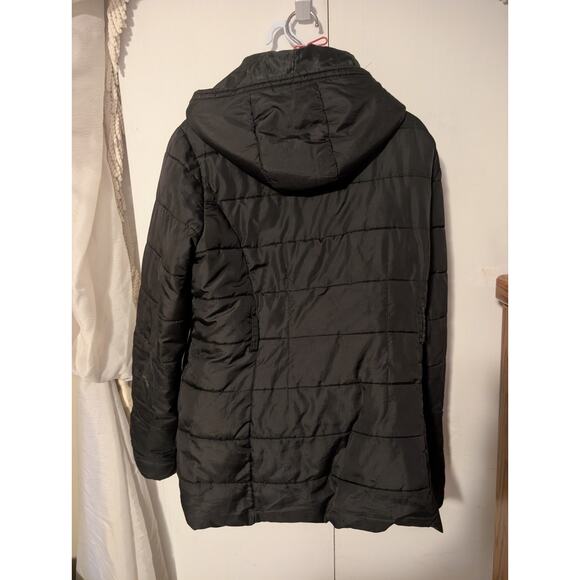 US Polo Assn Women’s Size Large Puffer Coat Jacket Black Hooded Zip Up - Picture 3 of 9